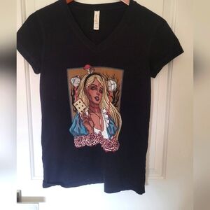 🌟 Alice In Wonderland V-Neck Women’s Top – Whimsical & Playful | Size L